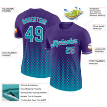 Load image into Gallery viewer, Custom Purple Teal-White Geometric Hexagonal Dot Gradient Performance T-Shirt

