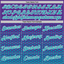 Load image into Gallery viewer, Custom Purple Teal-White Geometric Hexagonal Dot Gradient Performance T-Shirt
