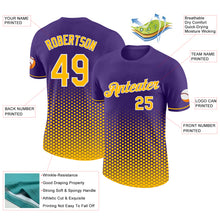 Laden Sie das Bild in den Galerie-Viewer, Custom Purple Gold-White Geometric Hexagonal Dot Gradient Performance T-Shirt
