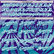 Load image into Gallery viewer, Custom Purple White-Teal Lightning Gradient Dot Authentic Baseball Jersey
