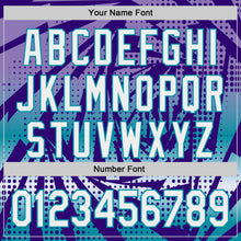 Load image into Gallery viewer, Custom Purple White-Teal Lightning Gradient Dot Authentic Baseball Jersey
