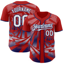 Laden Sie das Bild in den Galerie-Viewer, Custom Red White-Royal Lightning Gradient Dot Authentic Baseball Jersey
