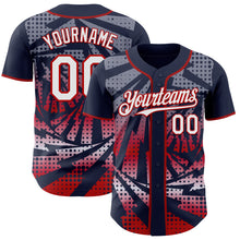 Laden Sie das Bild in den Galerie-Viewer, Custom Navy White-Red Lightning Gradient Dot Authentic Baseball Jersey
