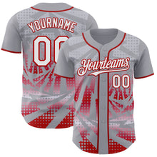 Laden Sie das Bild in den Galerie-Viewer, Custom Gray White-Red Lightning Gradient Dot Authentic Baseball Jersey
