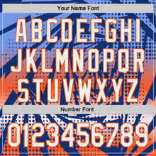 Load image into Gallery viewer, Custom Royal White-Orange Lightning Gradient Dot Authentic Baseball Jersey
