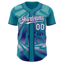 Laden Sie das Bild in den Galerie-Viewer, Custom Teal White-Purple Lightning Gradient Dot Authentic Baseball Jersey
