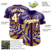 Load image into Gallery viewer, Custom Purple White-Gold Lightning Gradient Dot Authentic Baseball Jersey
