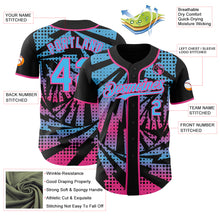 Charger l'image dans la galerie, Custom Black Sky Blue-Pink Lightning Gradient Dot Authentic Baseball Jersey
