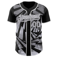 Laden Sie das Bild in den Galerie-Viewer, Custom Black Gray-White Lightning Gradient Dot Authentic Baseball Jersey

