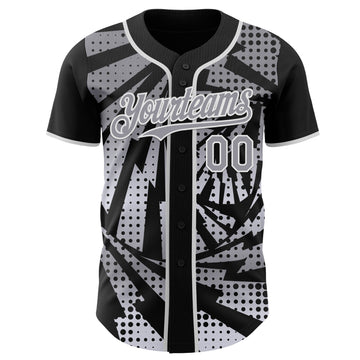 Custom Black Gray-White Lightning Gradient Dot Authentic Baseball Jersey
