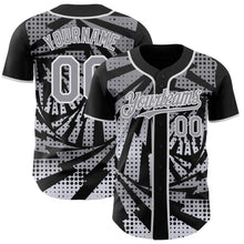Laden Sie das Bild in den Galerie-Viewer, Custom Black Gray-White Lightning Gradient Dot Authentic Baseball Jersey
