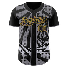 Laden Sie das Bild in den Galerie-Viewer, Custom Black Old Gold-Gray Lightning Gradient Dot Authentic Baseball Jersey
