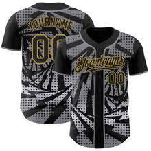 Laden Sie das Bild in den Galerie-Viewer, Custom Black Old Gold-Gray Lightning Gradient Dot Authentic Baseball Jersey
