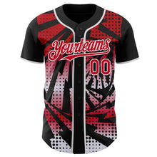 Laden Sie das Bild in den Galerie-Viewer, Custom Black Red-White Lightning Gradient Dot Authentic Baseball Jersey
