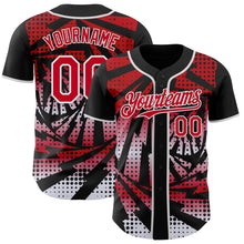 Laden Sie das Bild in den Galerie-Viewer, Custom Black Red-White Lightning Gradient Dot Authentic Baseball Jersey
