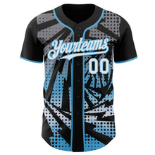 Laden Sie das Bild in den Galerie-Viewer, Custom Black White-Sky Blue Lightning Gradient Dot Authentic Baseball Jersey
