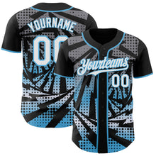 Laden Sie das Bild in den Galerie-Viewer, Custom Black White-Sky Blue Lightning Gradient Dot Authentic Baseball Jersey

