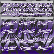 Laden Sie das Bild in den Galerie-Viewer, Custom Black White-Purple Lightning Gradient Dot Authentic Baseball Jersey
