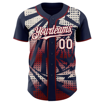 Custom Navy Cream-Maroon Lightning Gradient Dot Authentic Baseball Jersey