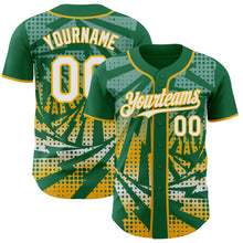Laden Sie das Bild in den Galerie-Viewer, Custom Kelly Green White-Gold Lightning Gradient Dot Authentic Baseball Jersey
