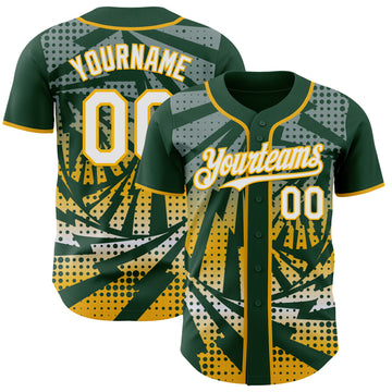Custom Green White-Gold Lightning Gradient Dot Authentic Baseball Jersey