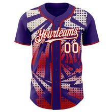 Load image into Gallery viewer, Custom Purple Cream-Red Lightning Gradient Dot Authentic Baseball Jersey
