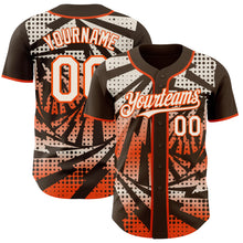Загрузить изображение в средство просмотра галереи, Custom Brown Cream-Orange Lightning Gradient Dot Authentic Baseball Jersey
