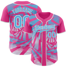 Laden Sie das Bild in den Galerie-Viewer, Custom Pink Sky Blue-White Lightning Gradient Dot Authentic Baseball Jersey
