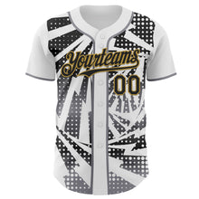 Laden Sie das Bild in den Galerie-Viewer, Custom White Black Old Gold-Gray Lightning Gradient Dot Authentic Baseball Jersey
