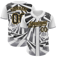 Laden Sie das Bild in den Galerie-Viewer, Custom White Black Old Gold-Gray Lightning Gradient Dot Authentic Baseball Jersey
