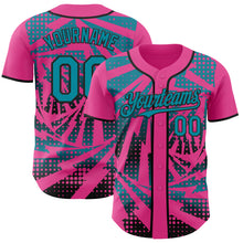 Load image into Gallery viewer, Custom Pink Teal-Black Lightning Gradient Dot Authentic Baseball Jersey
