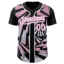 Laden Sie das Bild in den Galerie-Viewer, Custom Black Light Pink-White Lightning Gradient Dot Authentic Baseball Jersey
