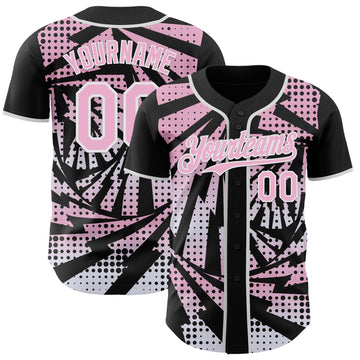 Custom Black Light Pink-White Lightning Gradient Dot Authentic Baseball Jersey