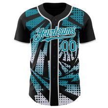 Laden Sie das Bild in den Galerie-Viewer, Custom Black Teal-White Lightning Gradient Dot Authentic Baseball Jersey
