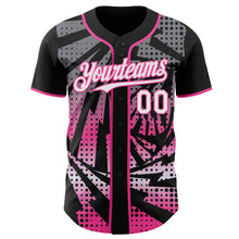 Load image into Gallery viewer, Custom Black White-Pink Lightning Gradient Dot Authentic Baseball Jersey
