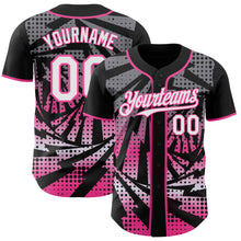 Load image into Gallery viewer, Custom Black White-Pink Lightning Gradient Dot Authentic Baseball Jersey
