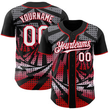 Load image into Gallery viewer, Custom Black White-Red Lightning Gradient Dot Authentic Baseball Jersey
