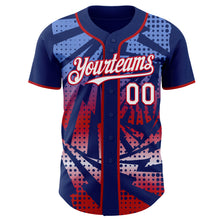 Laden Sie das Bild in den Galerie-Viewer, Custom Royal White-Red Lightning Gradient Dot Authentic Baseball Jersey
