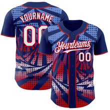 Laden Sie das Bild in den Galerie-Viewer, Custom Royal White-Red Lightning Gradient Dot Authentic Baseball Jersey
