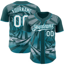 Laden Sie das Bild in den Galerie-Viewer, Custom Midnight Green White-Teal Lightning Gradient Dot Authentic Baseball Jersey
