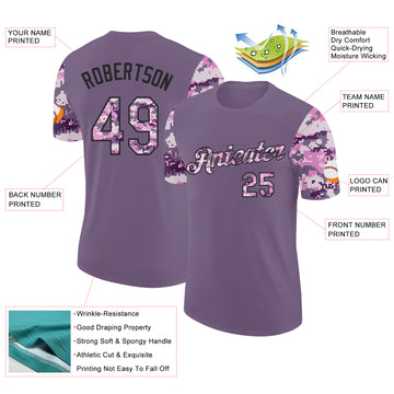 Custom Purple Camo-Black Camo Two Tone Performance T-Shirt