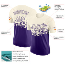 Load image into Gallery viewer, Custom Cream-Purple Fade Geometric Splatter Fragmented Shards Performance T-Shirt
