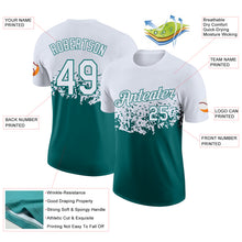 Charger l'image dans la galerie, Custom White-Teal Fade Geometric Splatter Fragmented Shards Performance T-Shirt
