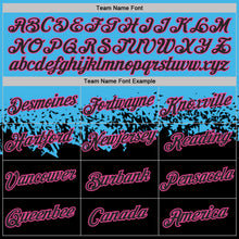 Загрузить изображение в средство просмотра галереи, Custom Sky Blue Black-Pink Fade Geometric Splatter Fragmented Shards Performance T-Shirt
