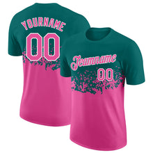 Load image into Gallery viewer, Custom Teal Pink-White Fade Geometric Splatter Fragmented Shards Performance T-Shirt
