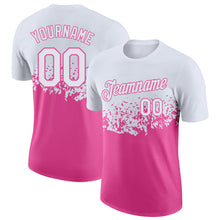 Charger l'image dans la galerie, Custom White-Pink Fade Geometric Splatter Fragmented Shards Performance T-Shirt
