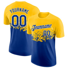 Загрузить изображение в средство просмотра галереи, Custom Yellow Royal-White Fade Geometric Splatter Fragmented Shards Performance T-Shirt
