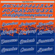 Load image into Gallery viewer, Custom Orange Royal-White Fade Geometric Splatter Fragmented Shards Performance T-Shirt
