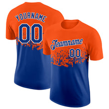 Load image into Gallery viewer, Custom Orange Royal-White Fade Geometric Splatter Fragmented Shards Performance T-Shirt

