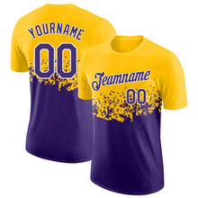 Загрузить изображение в средство просмотра галереи, Custom Yellow Purple-White Fade Geometric Splatter Fragmented Shards Performance T-Shirt
